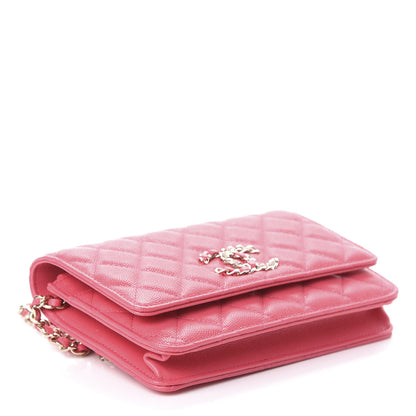 Chanel Caviar Quilted French New Wave Chain CC Wallet On Chain WOC Pink 4 of 9