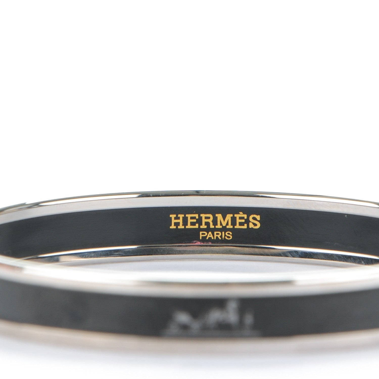 Hermes Enamel Printed Narrow Caleche Bracelet 65 Black 4 of 5