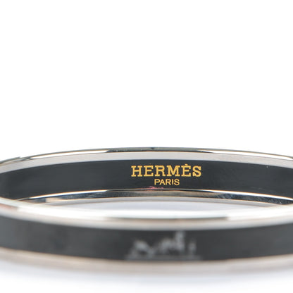 Hermes Enamel Printed Narrow Caleche Bracelet 65 Black 4 of 5
