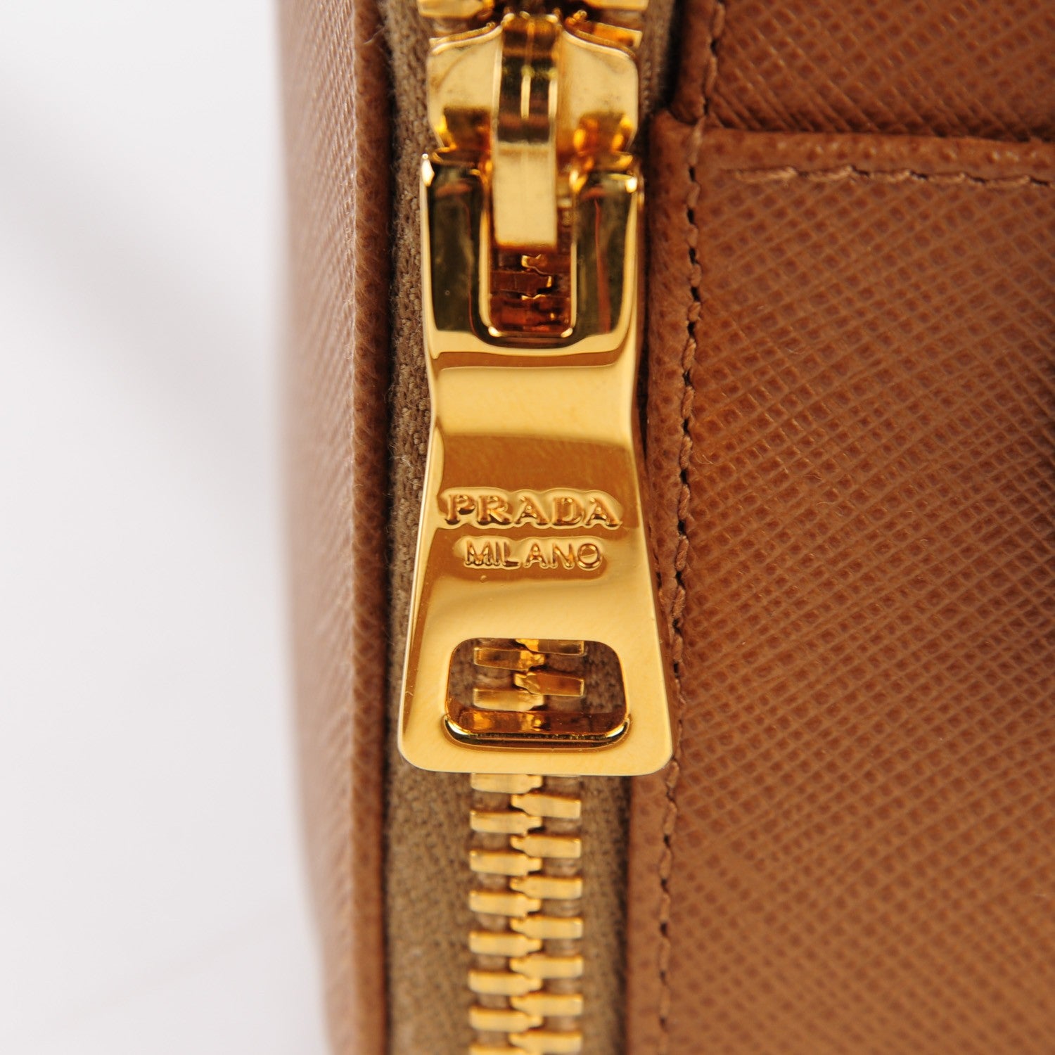 Prada Saffiano Lux Large Zip Crossbody Bag Caramel 10 of 10