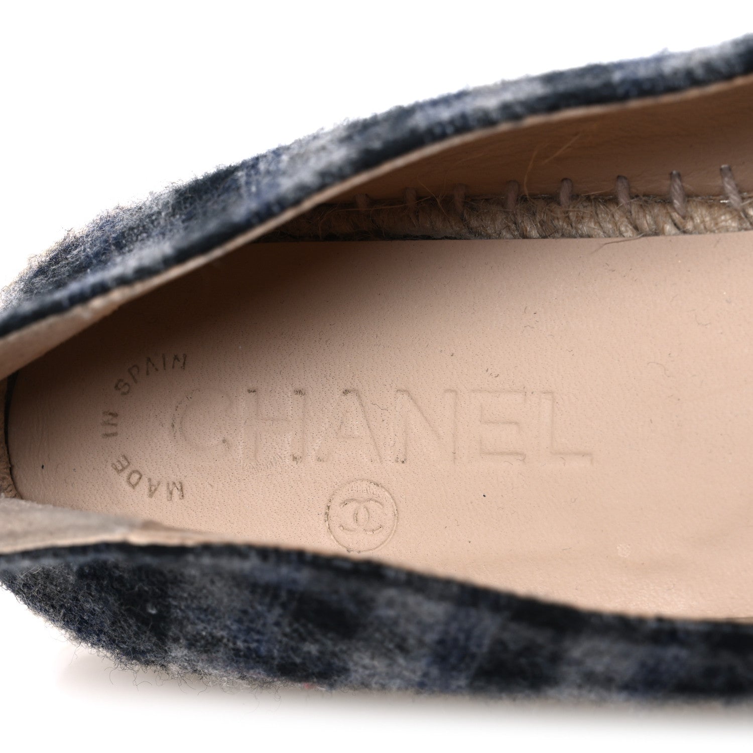 Chanel Plaid Fabric CC Espadrilles 38 Grey 9 of 10