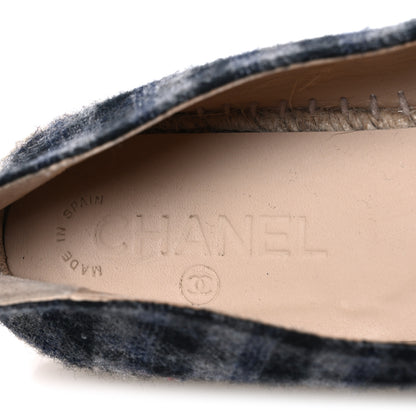 Chanel Plaid Fabric CC Espadrilles 38 Grey 9 of 10
