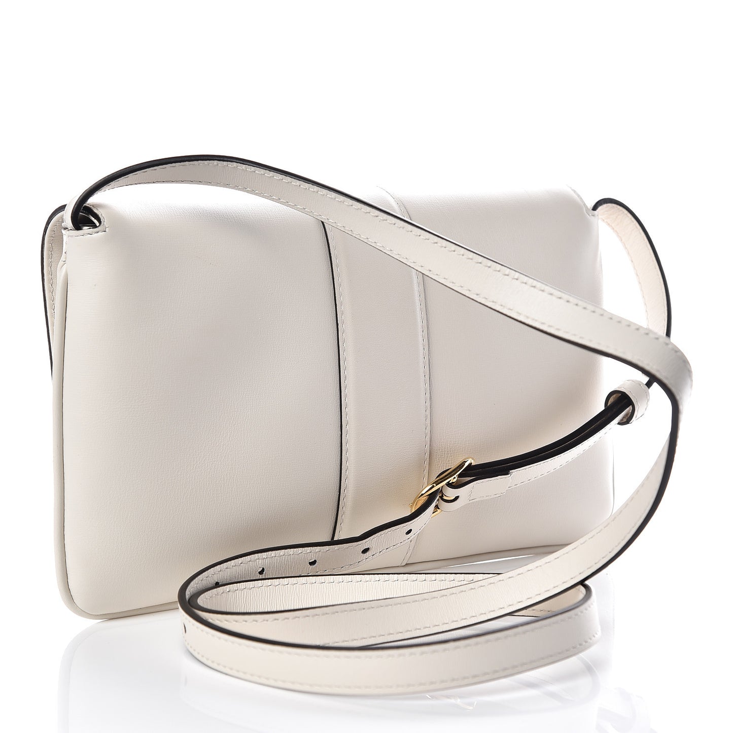 Calfskin Small Arli Flap Shoulder Bag Mystic White