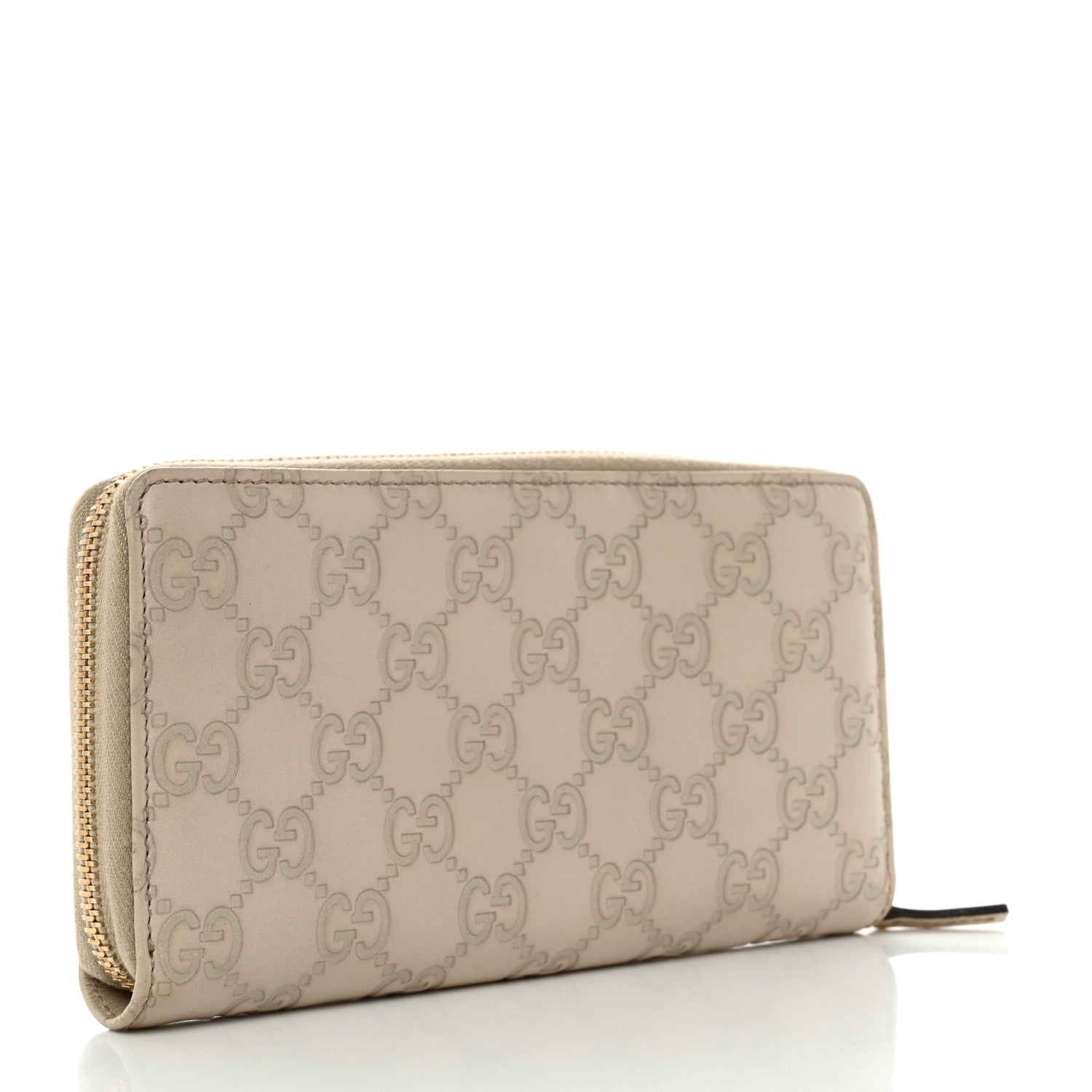Gucci Guccissima Margaux Calfskin Metal Bar Zip Around Wallet White 3 of 14