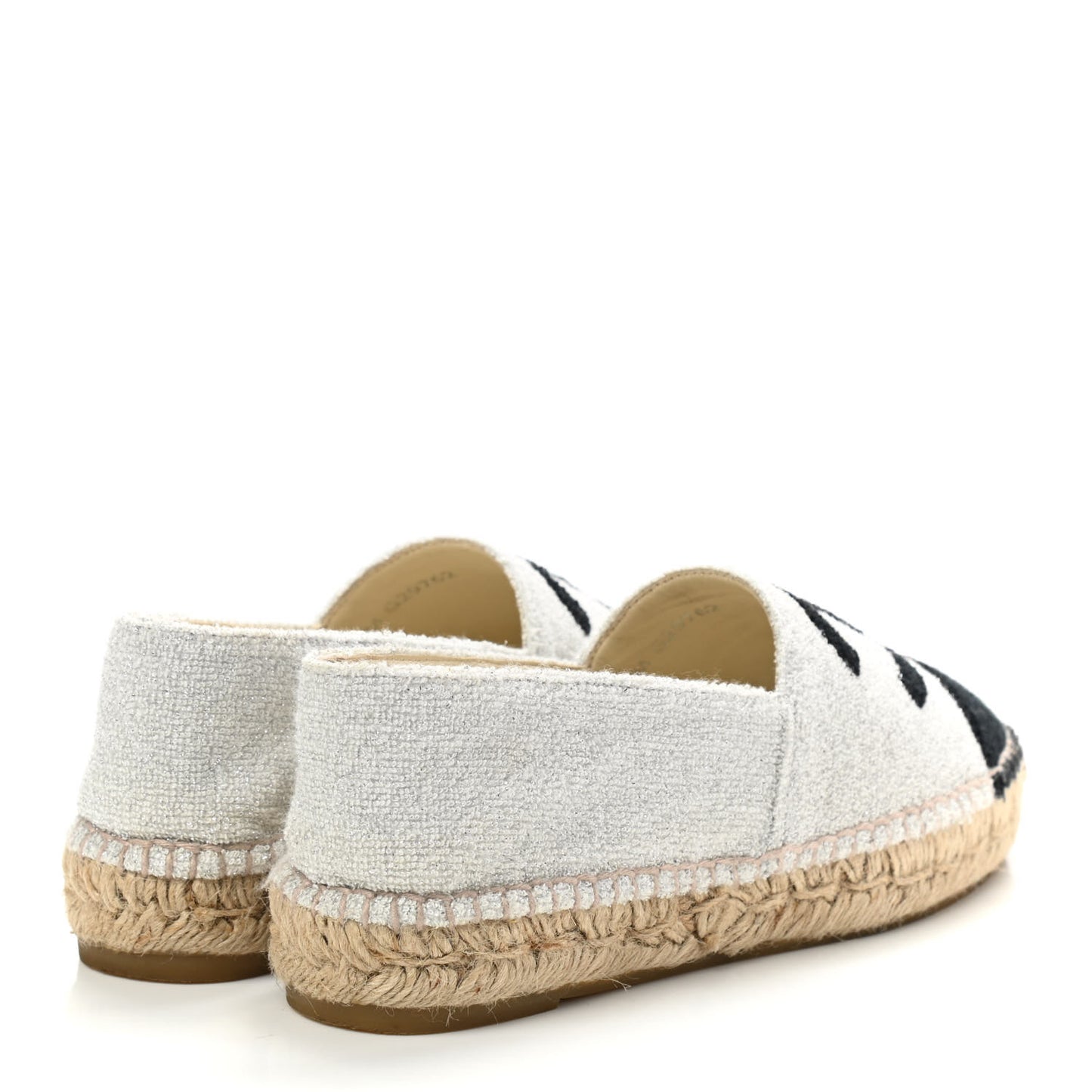 Terry Cloth CC Espadrilles 36 Silver Black