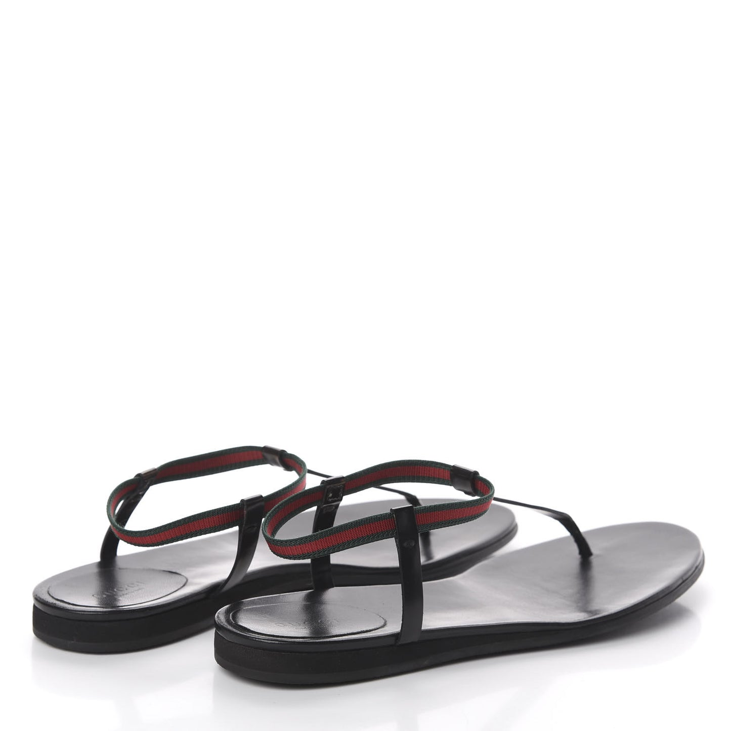 Calfskin Web Thong Sandals 41.5 Black