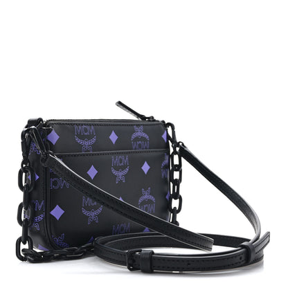MCM Calfskin Visetos Color Splash Logo Pouch On Chain Mini Dahlia Purple 3 of 9