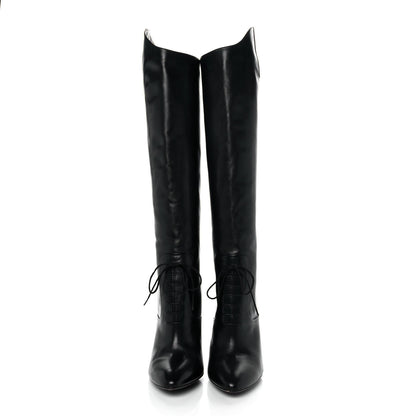 Gucci Calfskin Elizabeth Knee High Riding Boots 39.5 Black 2 of 8