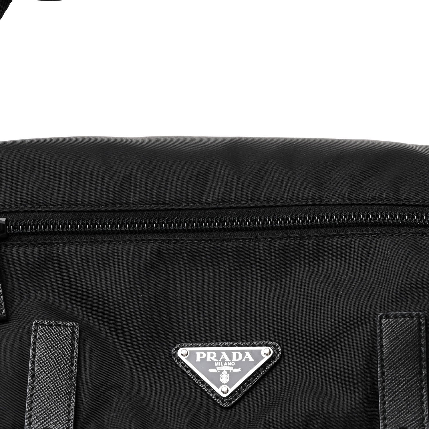 Prada Re-Nylon Vela Saffiano Pocket Double Buckle Messenger Shoulder Bag Black 7 of 9