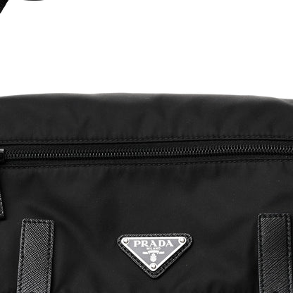 Prada Re-Nylon Vela Saffiano Pocket Double Buckle Messenger Shoulder Bag Black 7 of 9