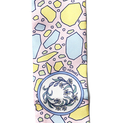 Hermes Silk La Danse Des Amazones Twilly Rose Pale Bleu Jaune 3 of 4