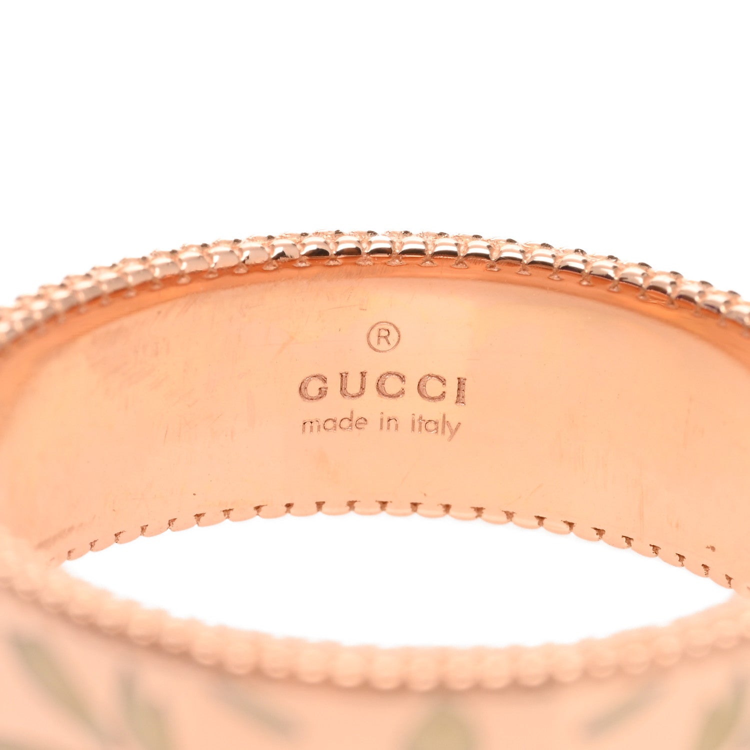 Gucci 18K Rose Gold Enamel 6mm Icon Blooms Ring 54 7 5 of 6
