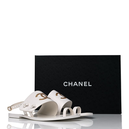 Chanel Goatskin CC Sandals 39 White 10 of 10