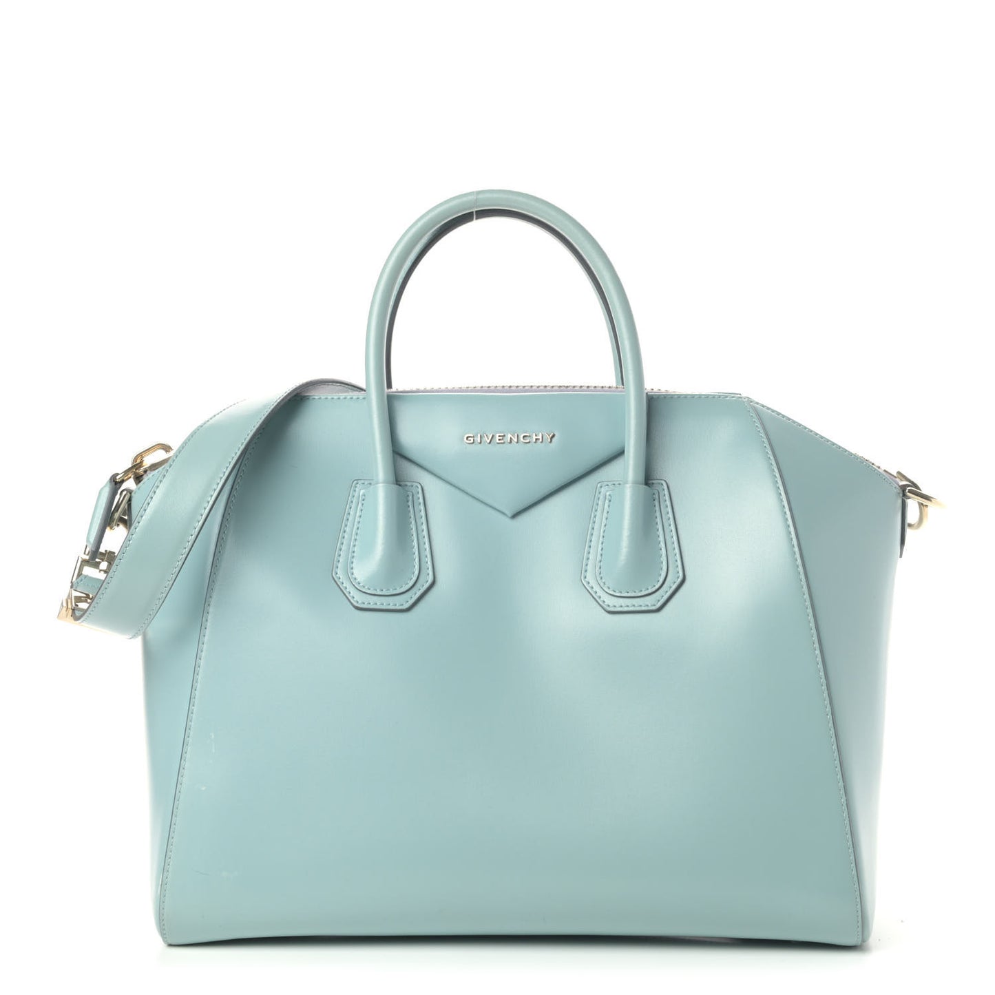 Shiny Lord Calfskin Medium Antigona Light Blue