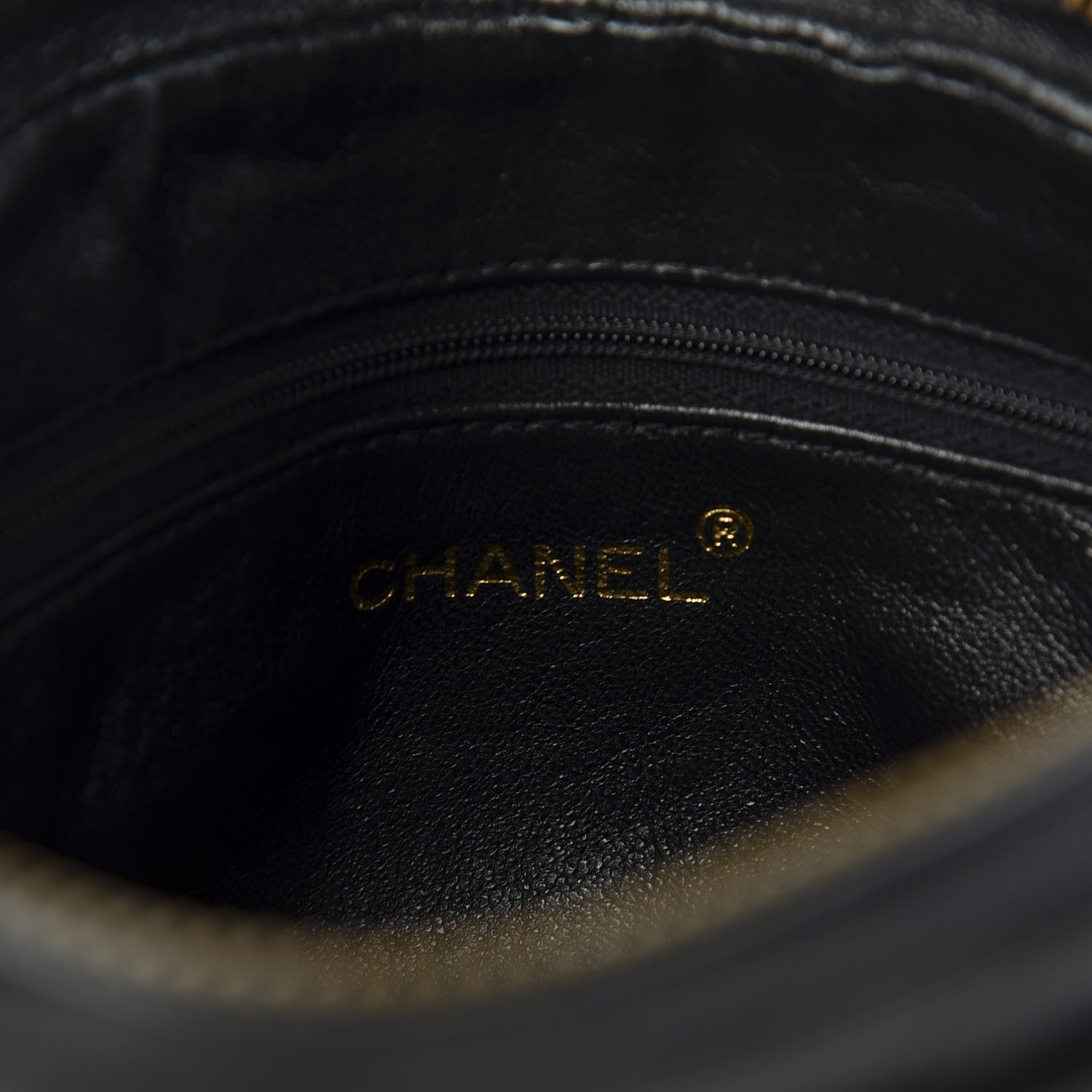 Chanel Lambskin Quilted CC Tassel Camera Case Black 8 of 12