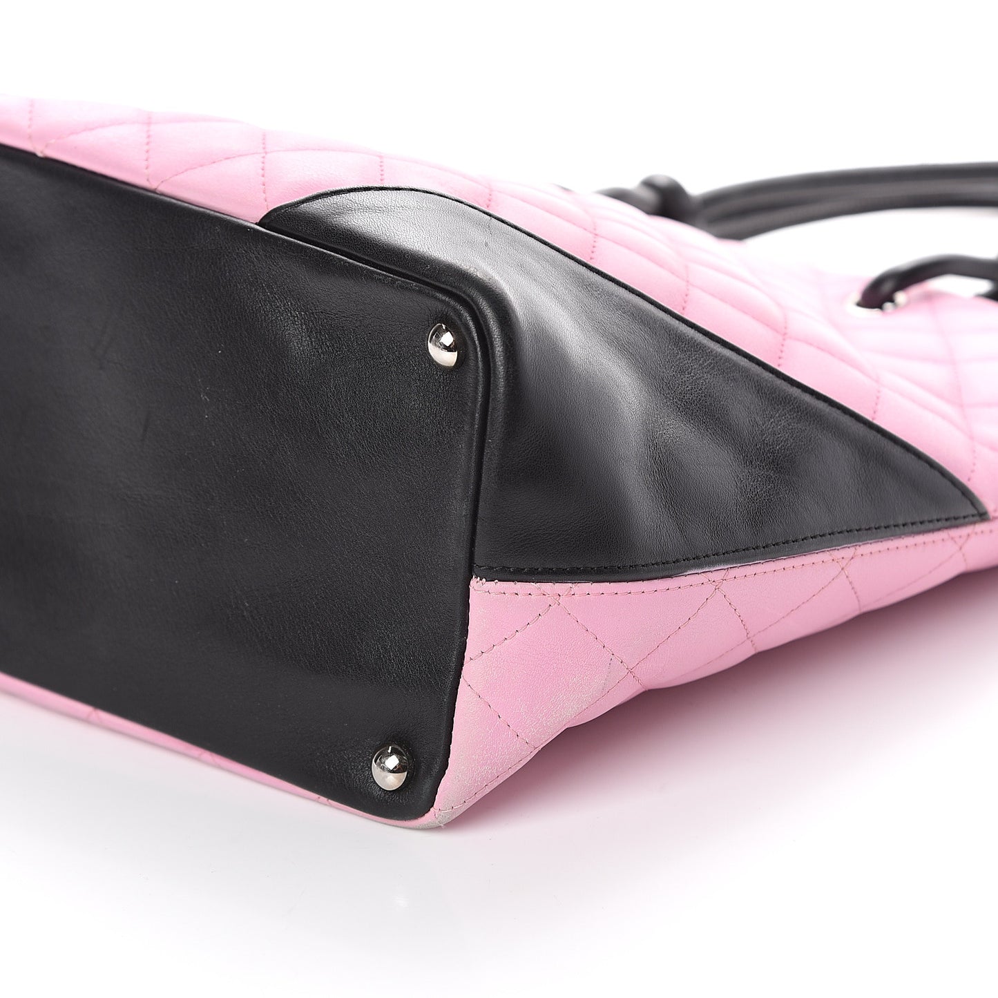 Calfskin Quilted Medium Cambon Tote Pink Black
