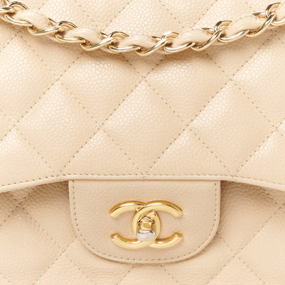 Chanel Caviar Quilted Jumbo Double Flap Beige Clair 9 of 11