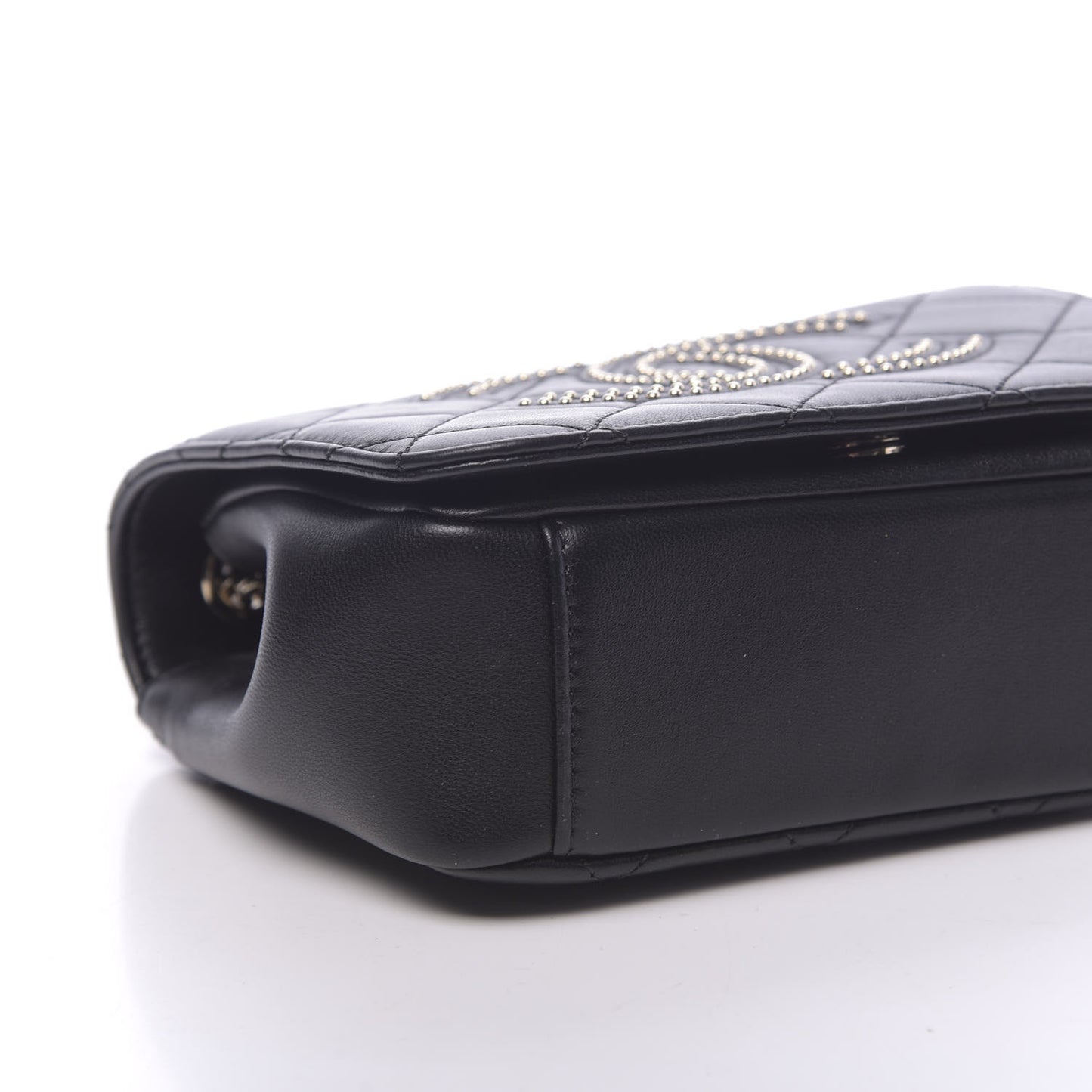Lambskin Quilted Studded CC Flap Black