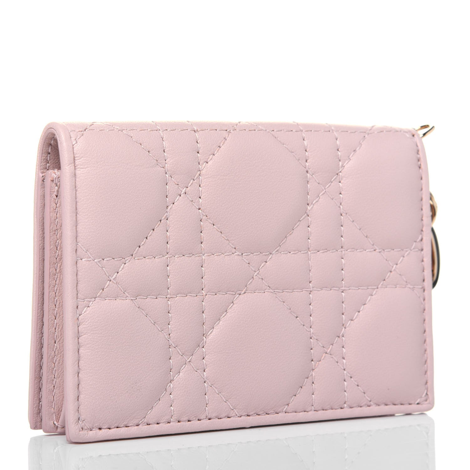 Christian Dior Lambskin Cannage Small Lady Dior Flap Card Holder