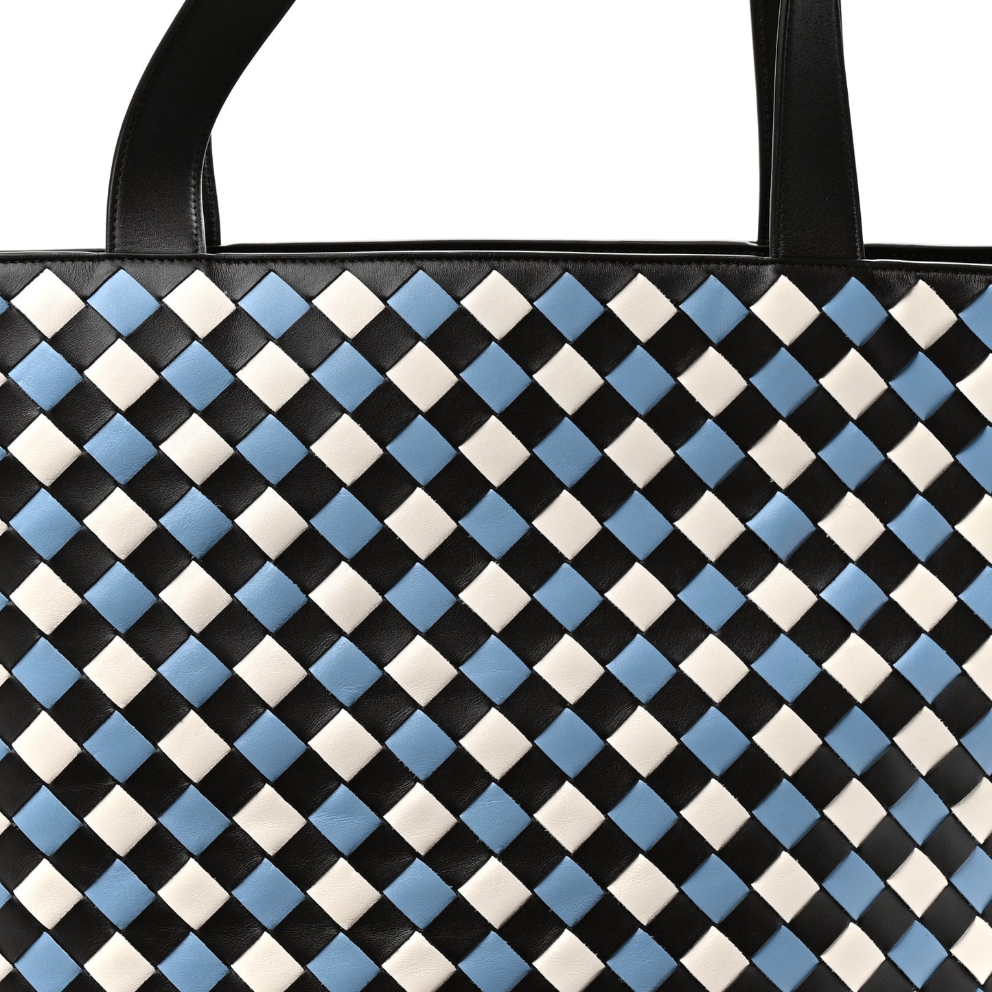 Calfskin Intrecciato Tricolor Large North South Tote Bag Fondant White Multicolor