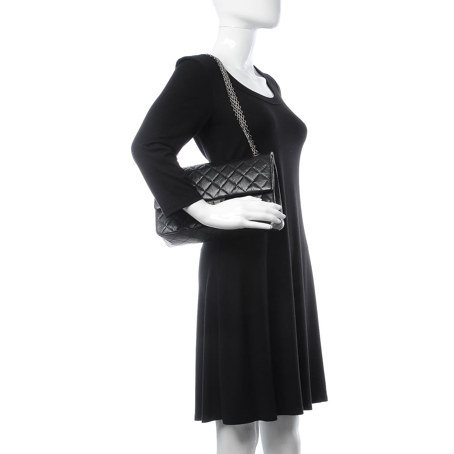 Metallic Aged Calfskin Quilted 2.55 Reissue 226 Flap Black