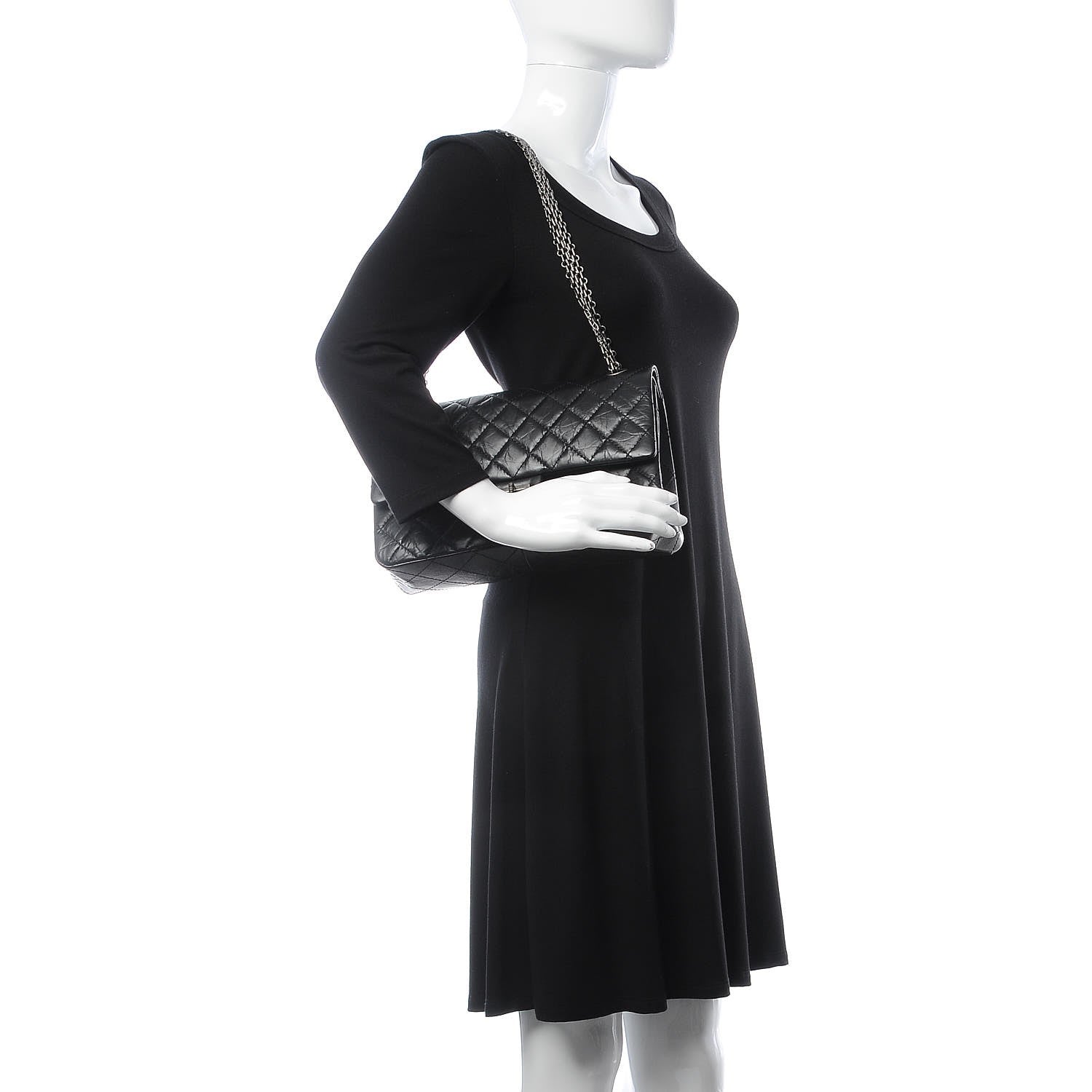 Chanel Metallic Aged Calfskin Quilted 2.55 Reissue 226 Flap Black 3 of 9