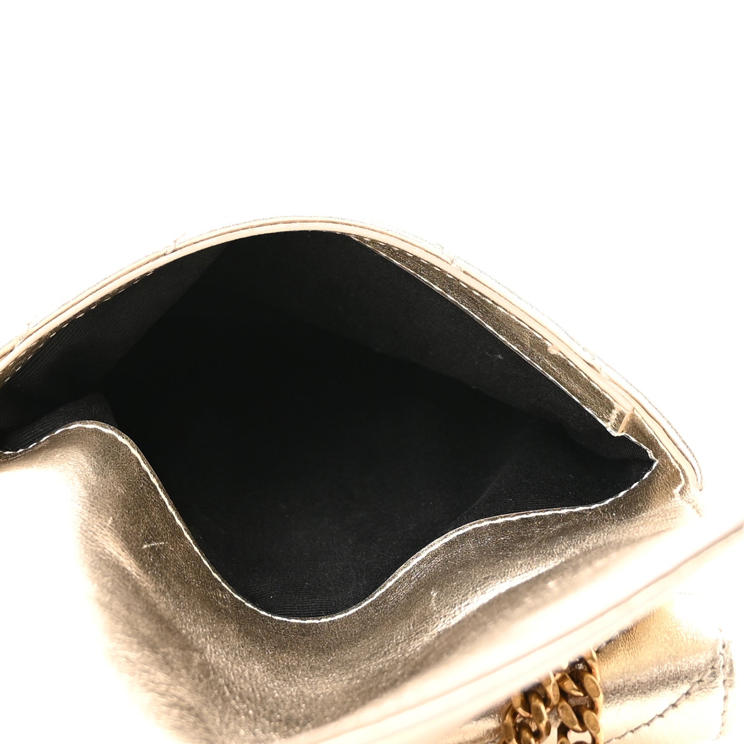Metallic Lambskin Quilted Double Flap Bag Gold