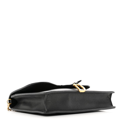 Christian Dior Grained Calfskin Saddle Chain Wallet Pouch Black 4 of 19