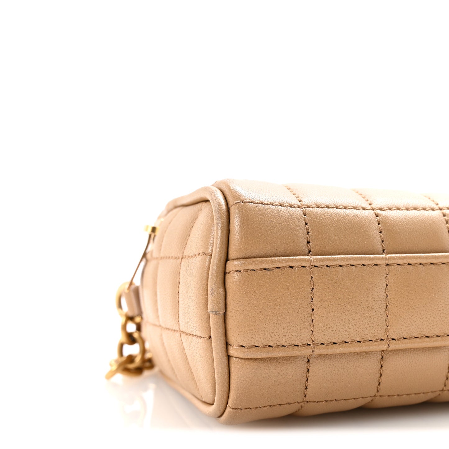 Lambskin Carre Quilted Cassandre Mini Camera Bag Natural Tan