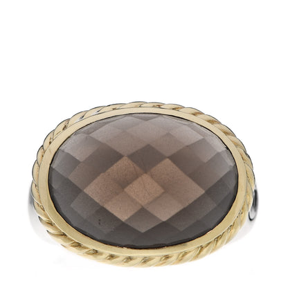 David Yurman Sterling Silver 18K Yellow Gold Smoky Quartz Cable Ring 54 6.75 1 of 6