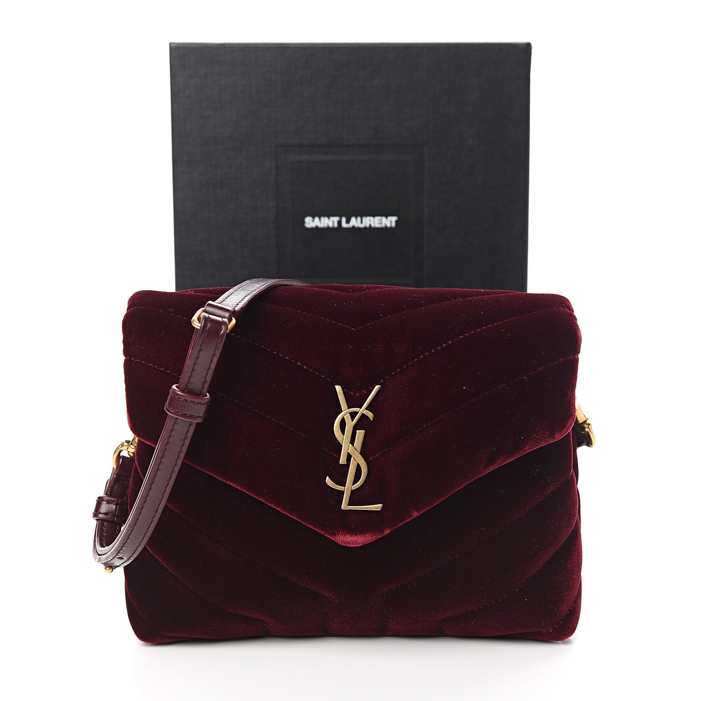 Velvet Y Quilted Monogram Toy Loulou Crossbody Bag French Burgundy