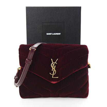 Saint Laurent Velvet Y Quilted Monogram Toy Loulou Crossbody Bag French Burgundy 9 of 9