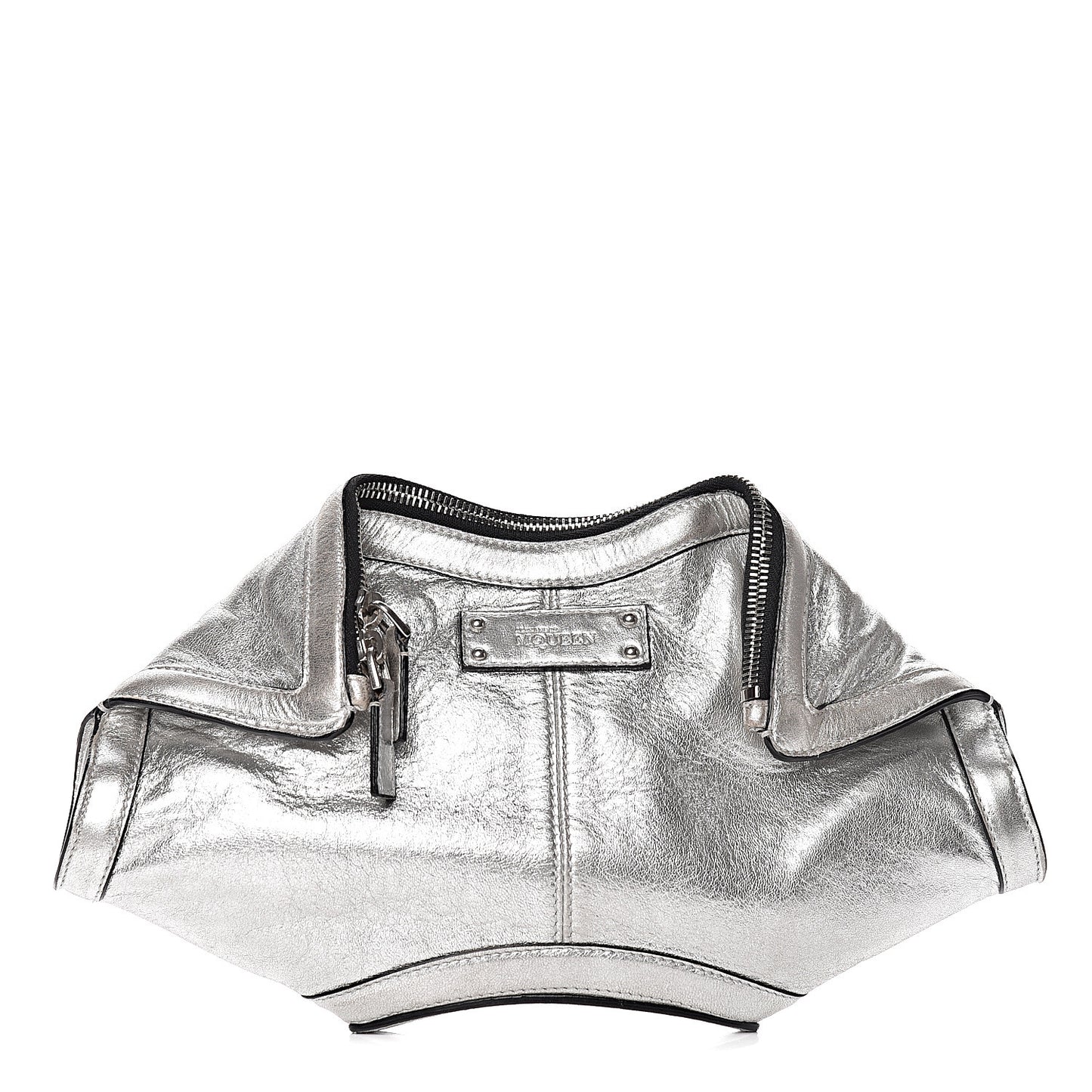 Metallic Lambskin De Manta Clutch Silver