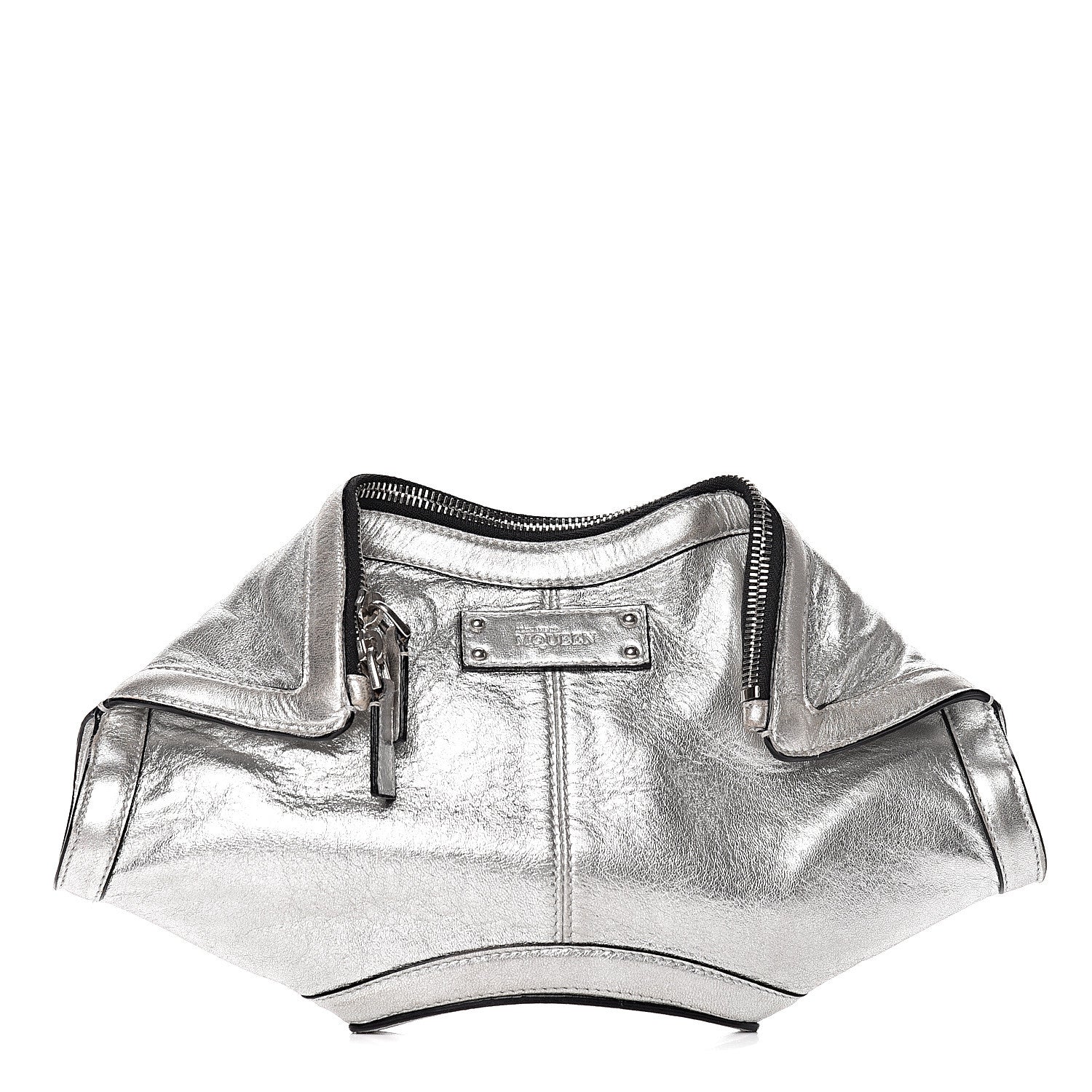 Alexander McQueen Metallic Lambskin De Manta Clutch Silver 1 of 12