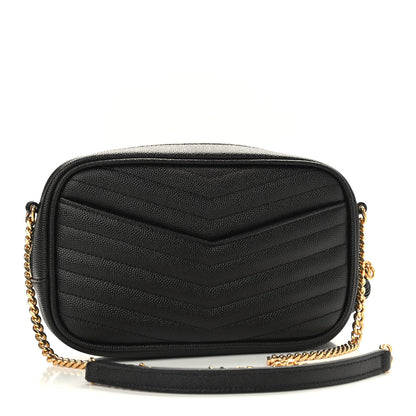 Saint Laurent Grain De Poudre Matelasse Monogram Mini Lou Camera Bag Black 3 of 9