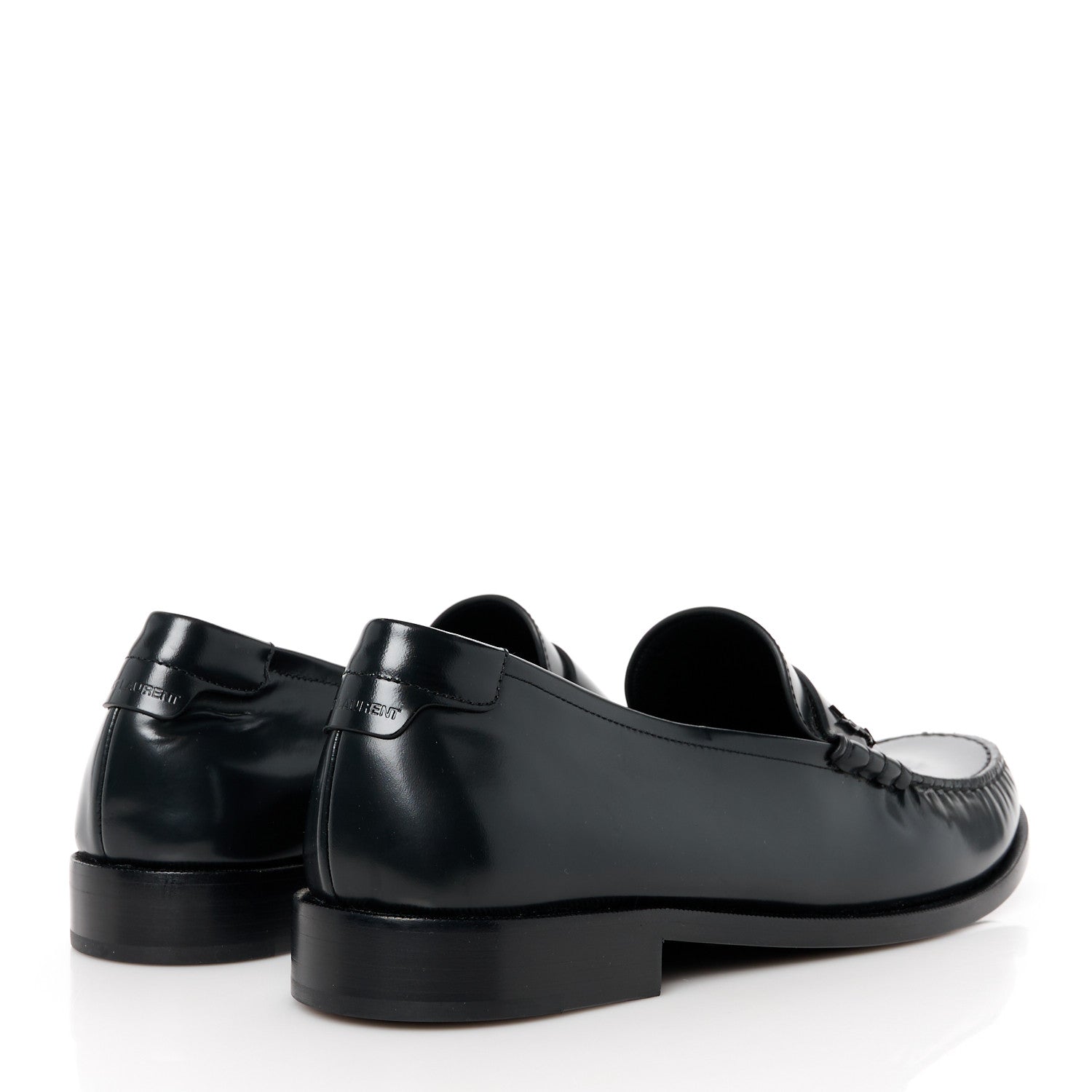 Saint Laurent Glazed Calfskin Penny Loafers 46 Black 4 of 9