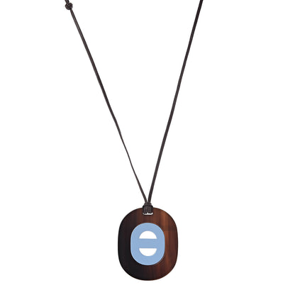 Hermes Lacquered Buffalo Horn Fidelio Pendant Necklace Bleu Lupin 1 of 6