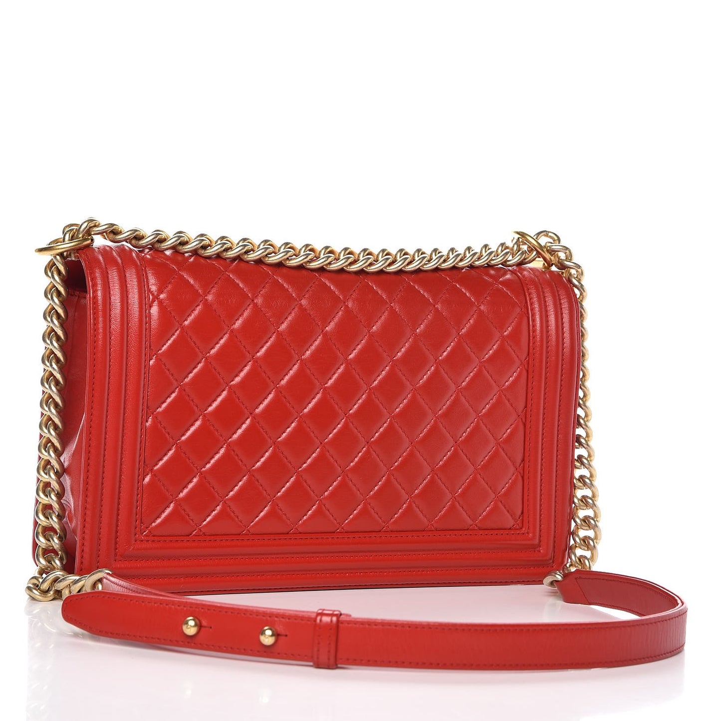 Calfskin Quilted New Medium Boy Flap Red