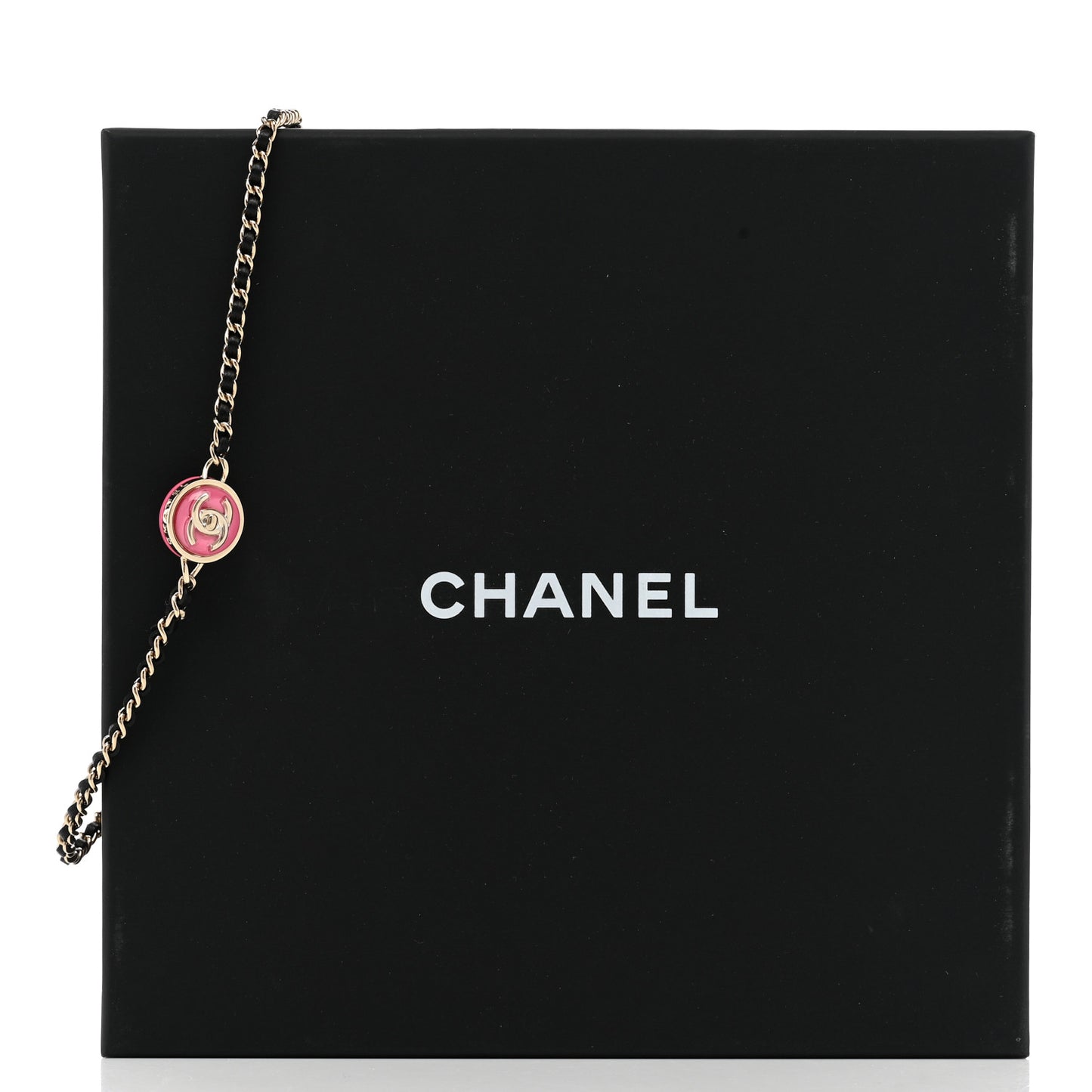 Metal Lambskin Enamel CC Turnlock Choker Gold Black Pink