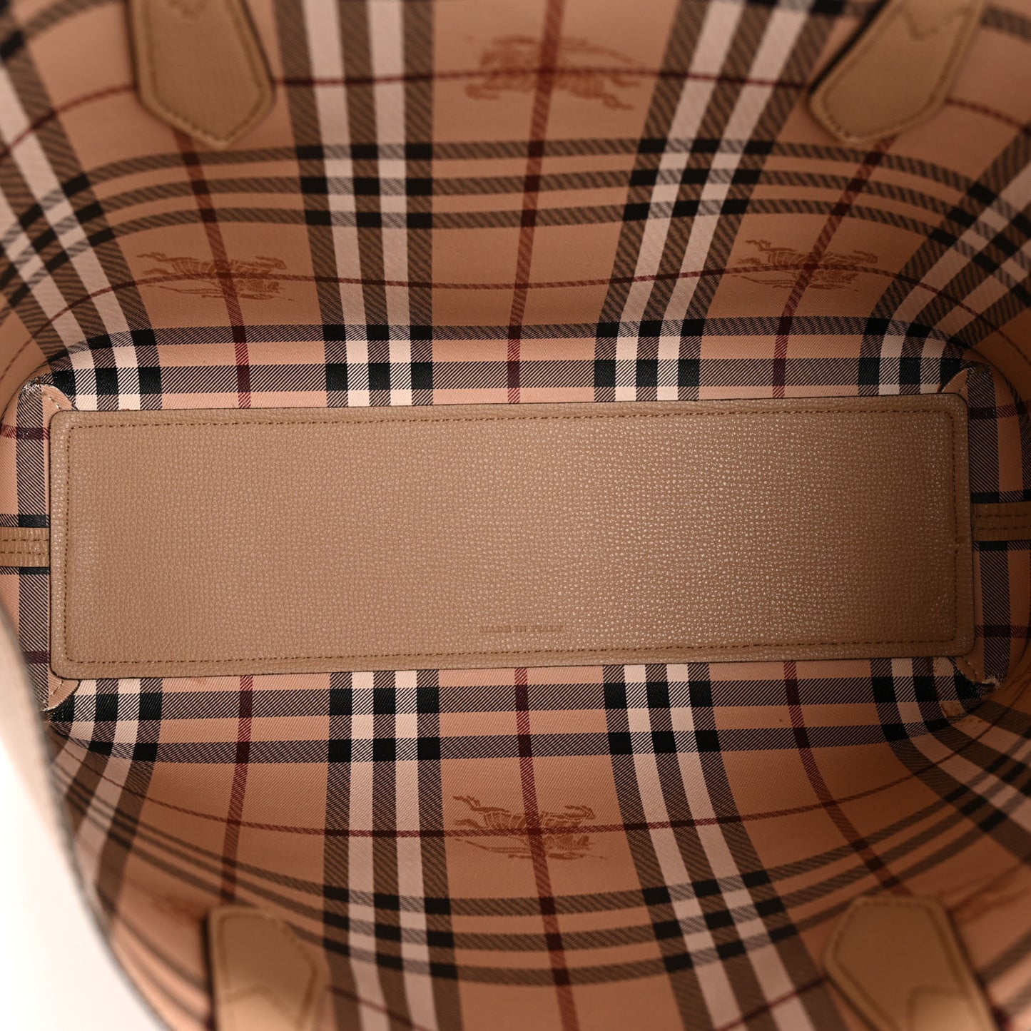 Grainy Calfskin Haymarket Check Small Reversible Tote Mid Camel