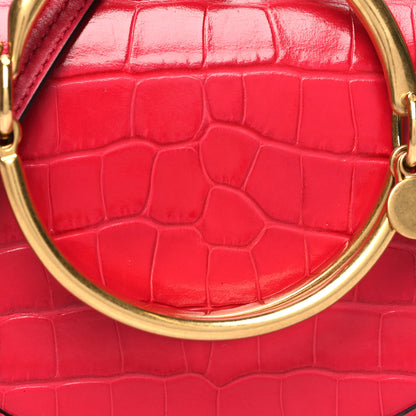 Chloe Calfskin Suede Crocodile Embossed Small Nile Bracelet Bag Crimson Pink 8 of 11