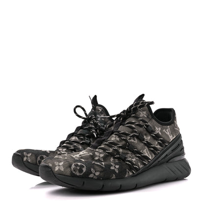 Louis Vuitton Denim Rubber Monogram Tie Dye Mens Fastlane Low Sneakers 9 Black 3 of 10