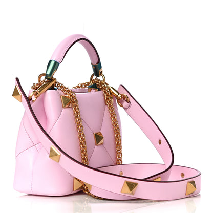 Valentino Garavani Nappa Mini Roman Stud The Handle Bag Pink Borealis 2 of 9