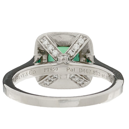 Tiffany Platinum Diamond Green Tourmaline Legacy Ring 51 5.75 7 of 7