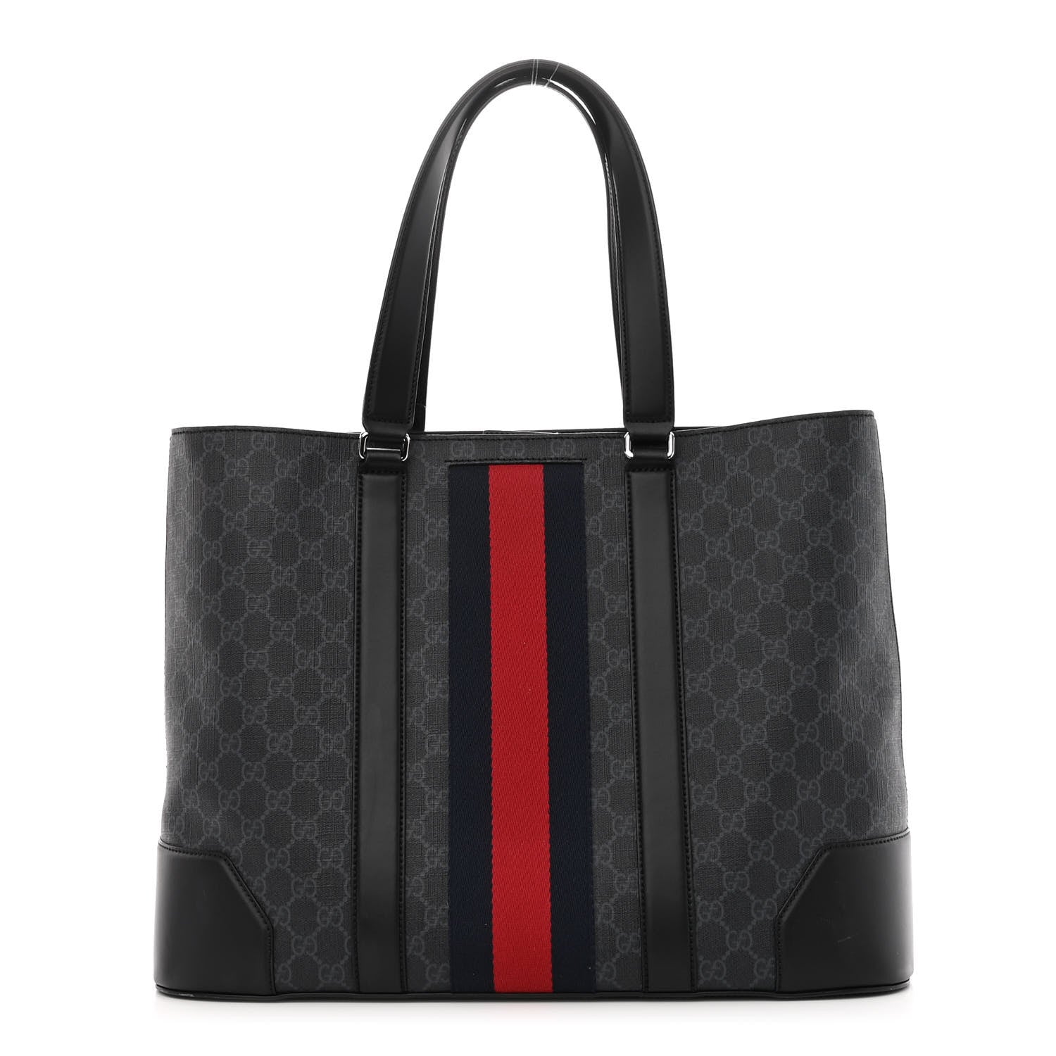 Gucci GG Supreme Monogram Web Tote Black Grey 1 of 12