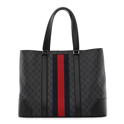 Gucci GG Supreme Monogram Web Tote Black Grey 1 of 12