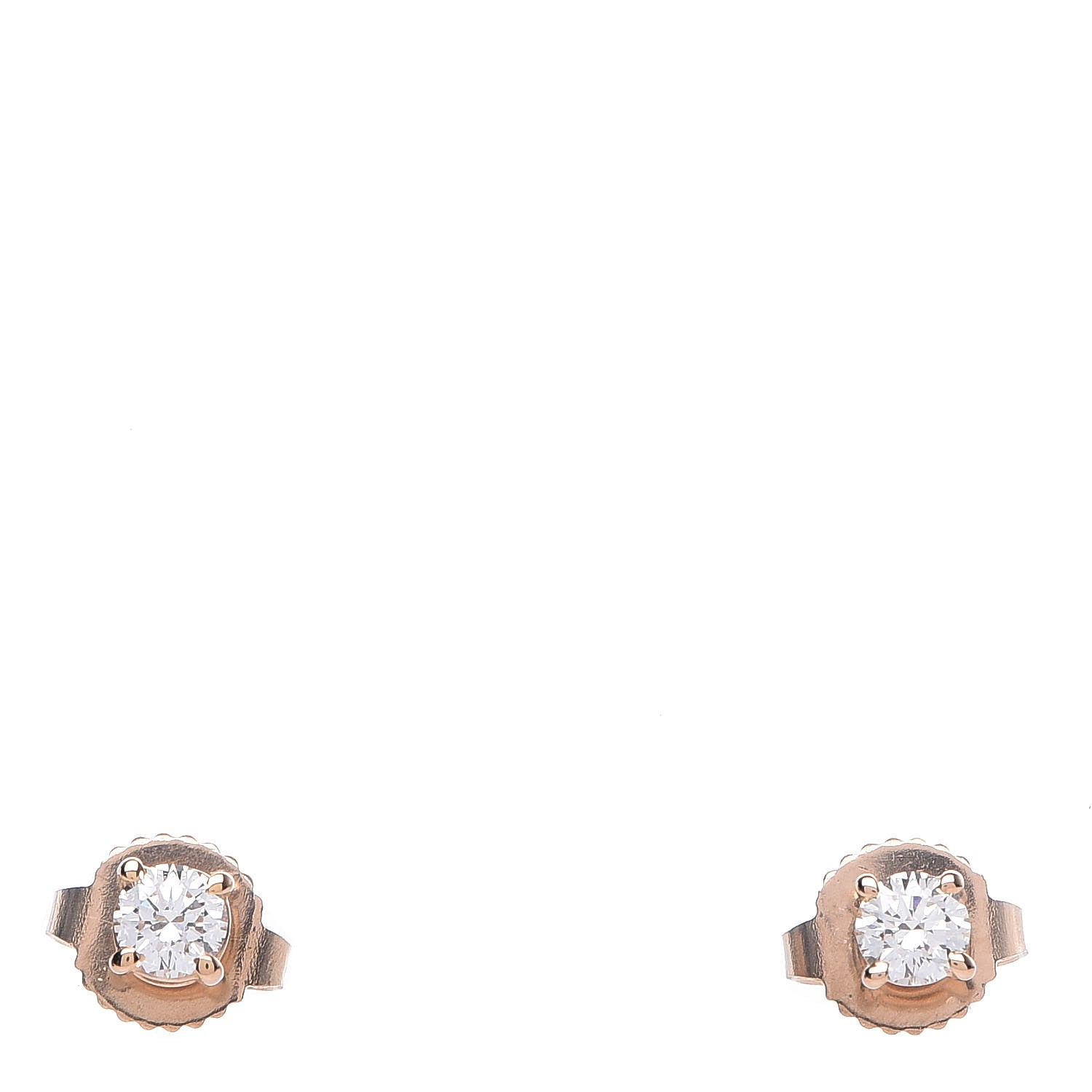Tiffany 18K Rose Gold Diamond .22ctw Solitaire Earrings 1 of 5