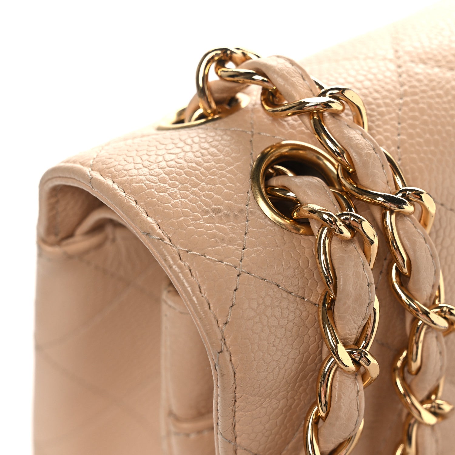 Chanel Caviar Quilted Jumbo Double Flap Beige 18 of 19