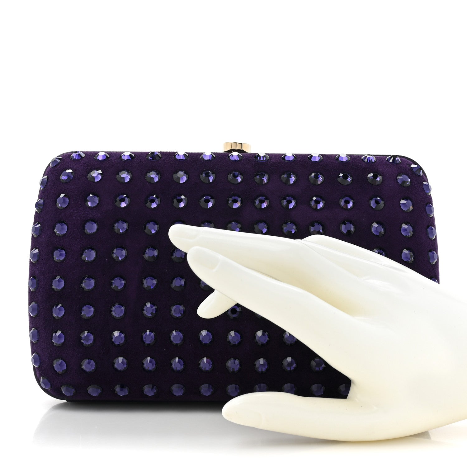 Gucci Satin Swarovski Crystal Clutch Purple 2 of 12