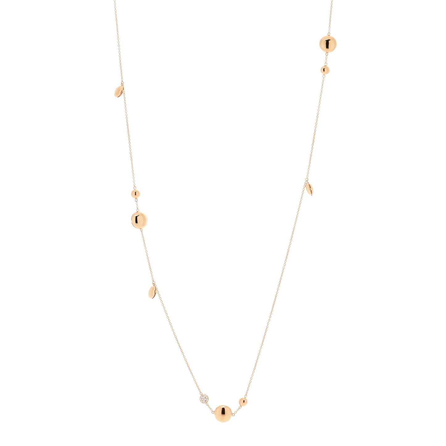 18K Rose Gold Diamond Disc Station Necklace